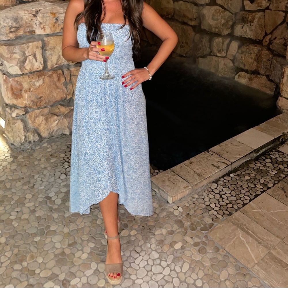 Patrons of Peace Light Blue Strapless Dress
